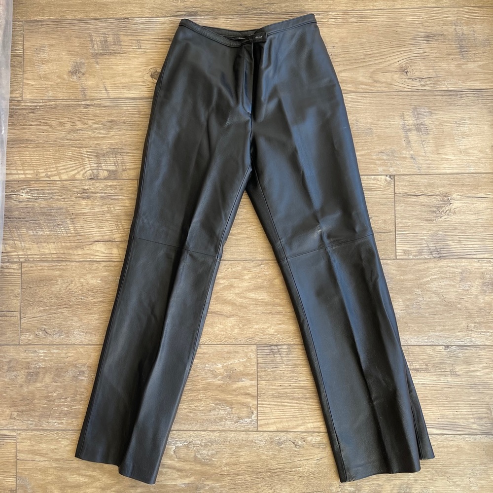 Vintage Real Leather Straight Leg Trousers
